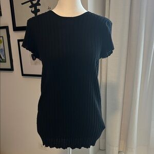 Joie Classic Black Ribbed Women's Top